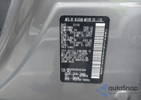 2011 Infiniti Qx56 z USA, uszkodzony, nr VIN JN8AZ2NC8B9301658